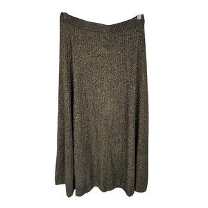 BANANA REPUBLIC Women's Black Gold Metallic A-Line Ribbed Midi Skirt NWT XS